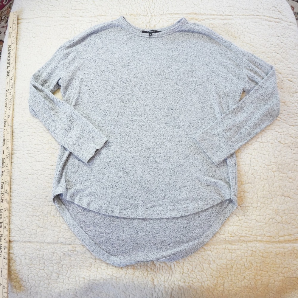 Quince Heather Grey Long Sleeve Crew Neck Tunic Top Women's Size S